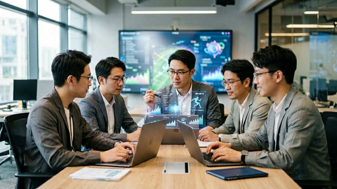 MK体育科技团队在现代化办公环境中进行数据分析
